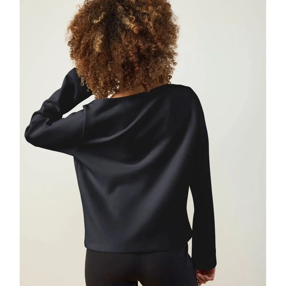 Aday Getaway Scuba Top Boat Neck Long Sleeve Black Women's Size M - Picture 3 of 10